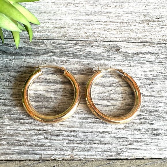 Elegant 14k Gold Hoop Earrings - Picture 4 of 6